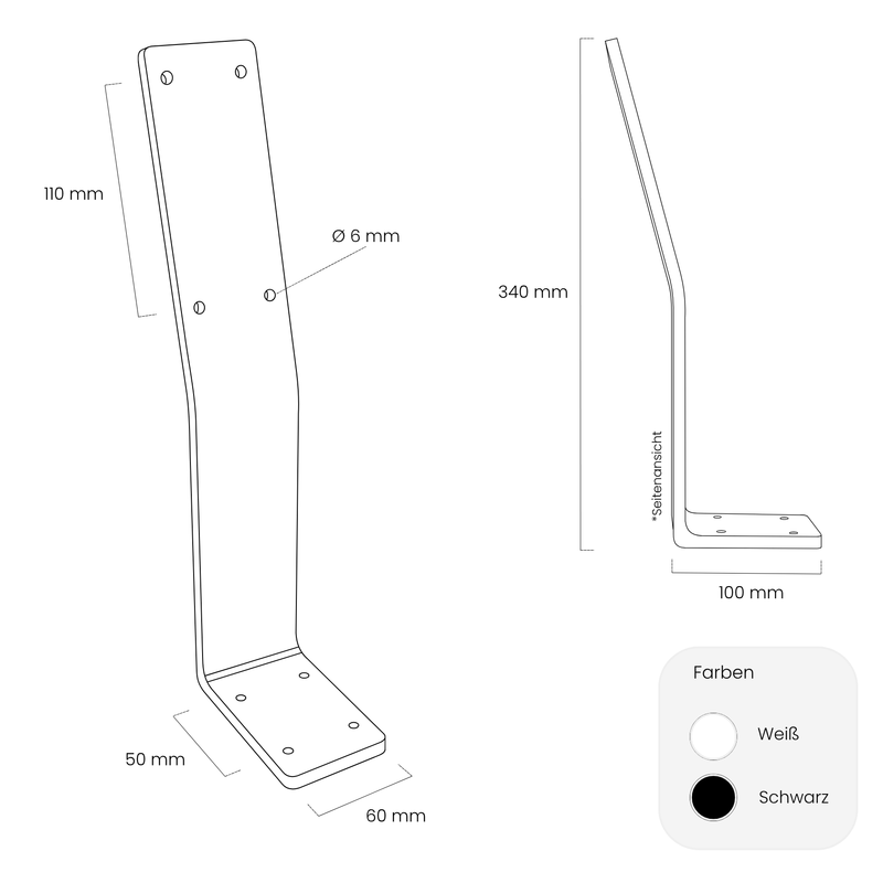 Rückenlehnenhalterung BRL- 2 Farben