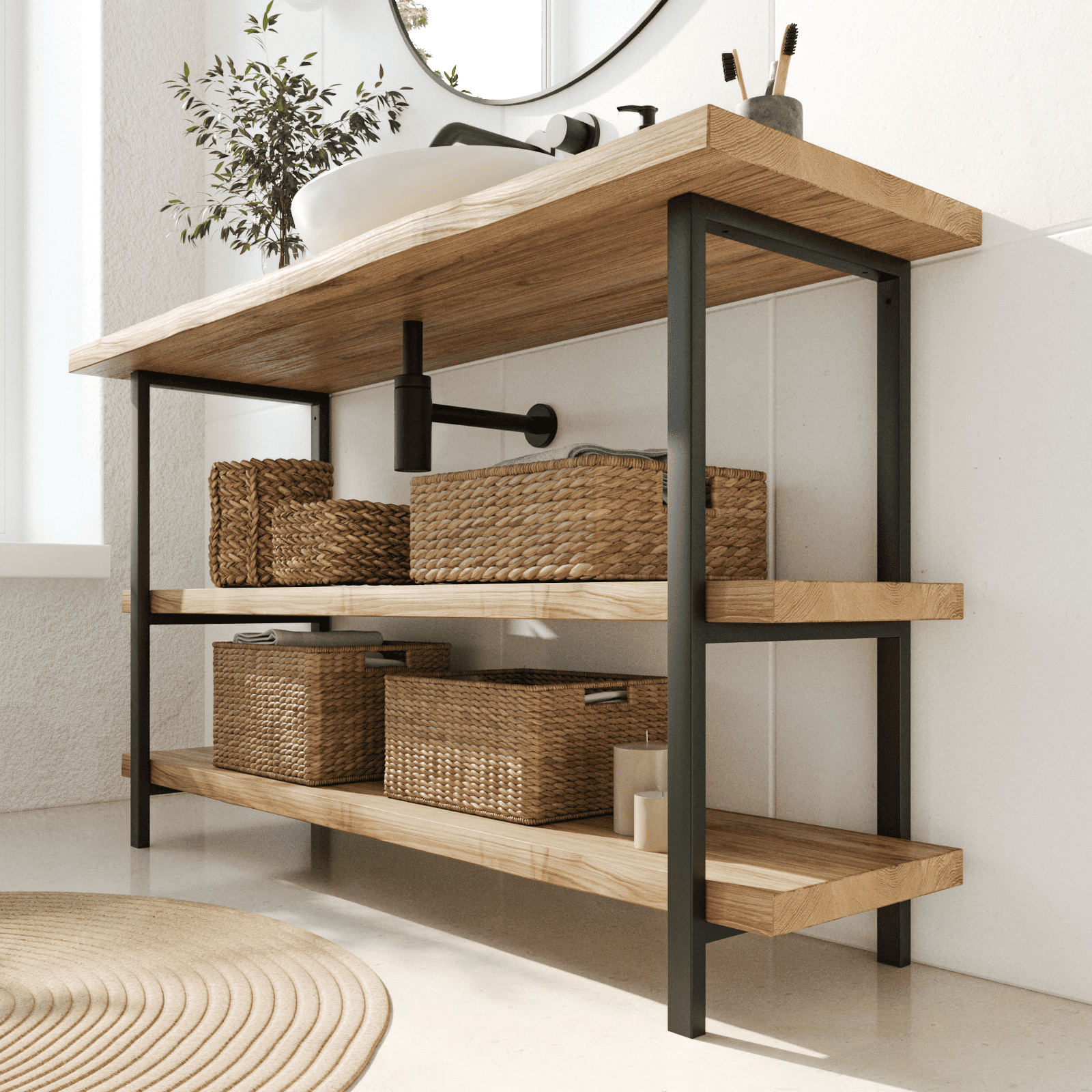 Support de lavabo DONAU - hauteur 75 cm - 6 tailles - 2 couleurs